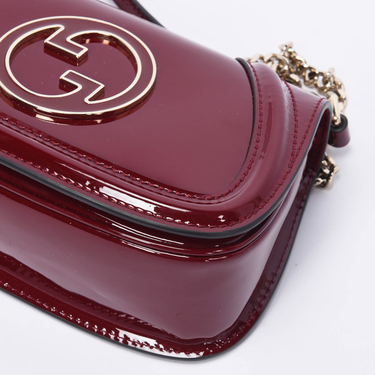 Gucci Rosso Ancora Patent Small GG Blondie Bag