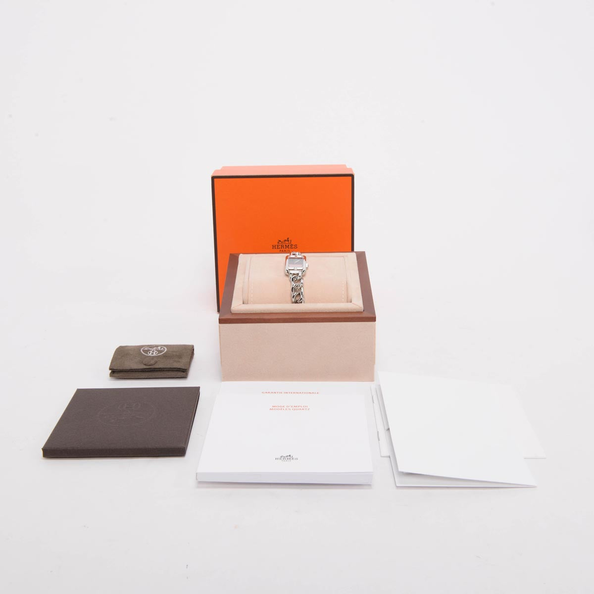 Hermes Steel Aventurine Dial Small Model Nantucket Watch
