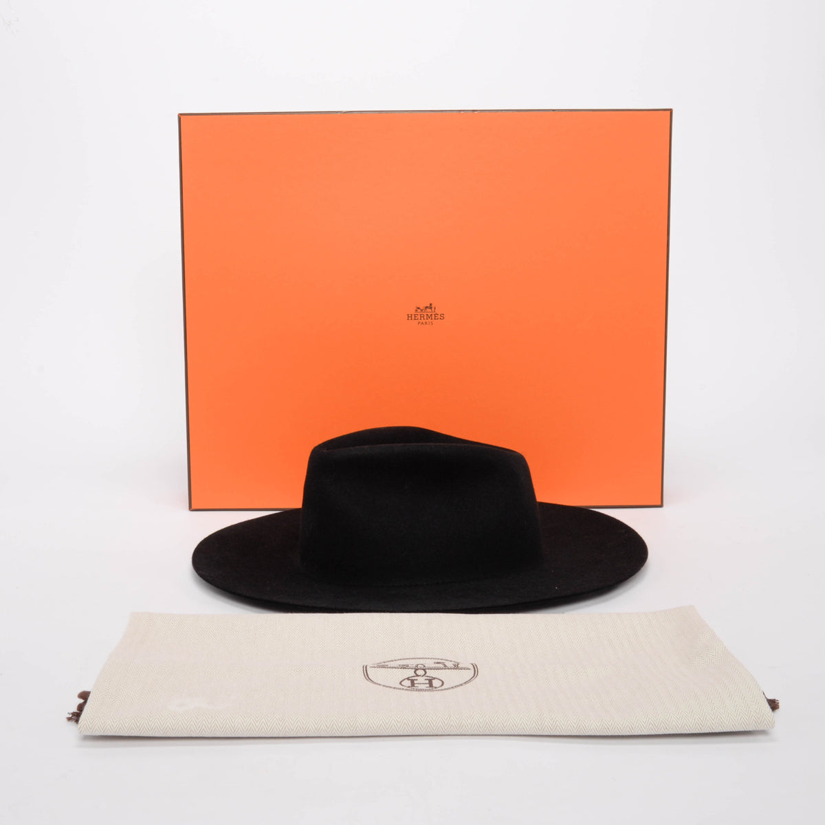 Hermes Black Rabbit Felt Faubourg Jump Hat
