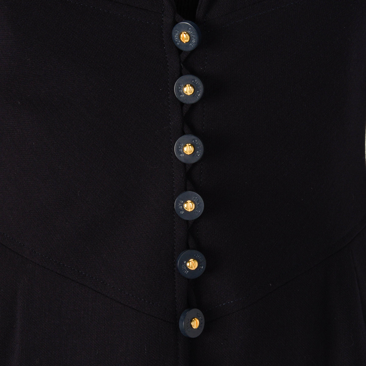 Chanel Navy Wool Crepe Panelled Jacket FR 38