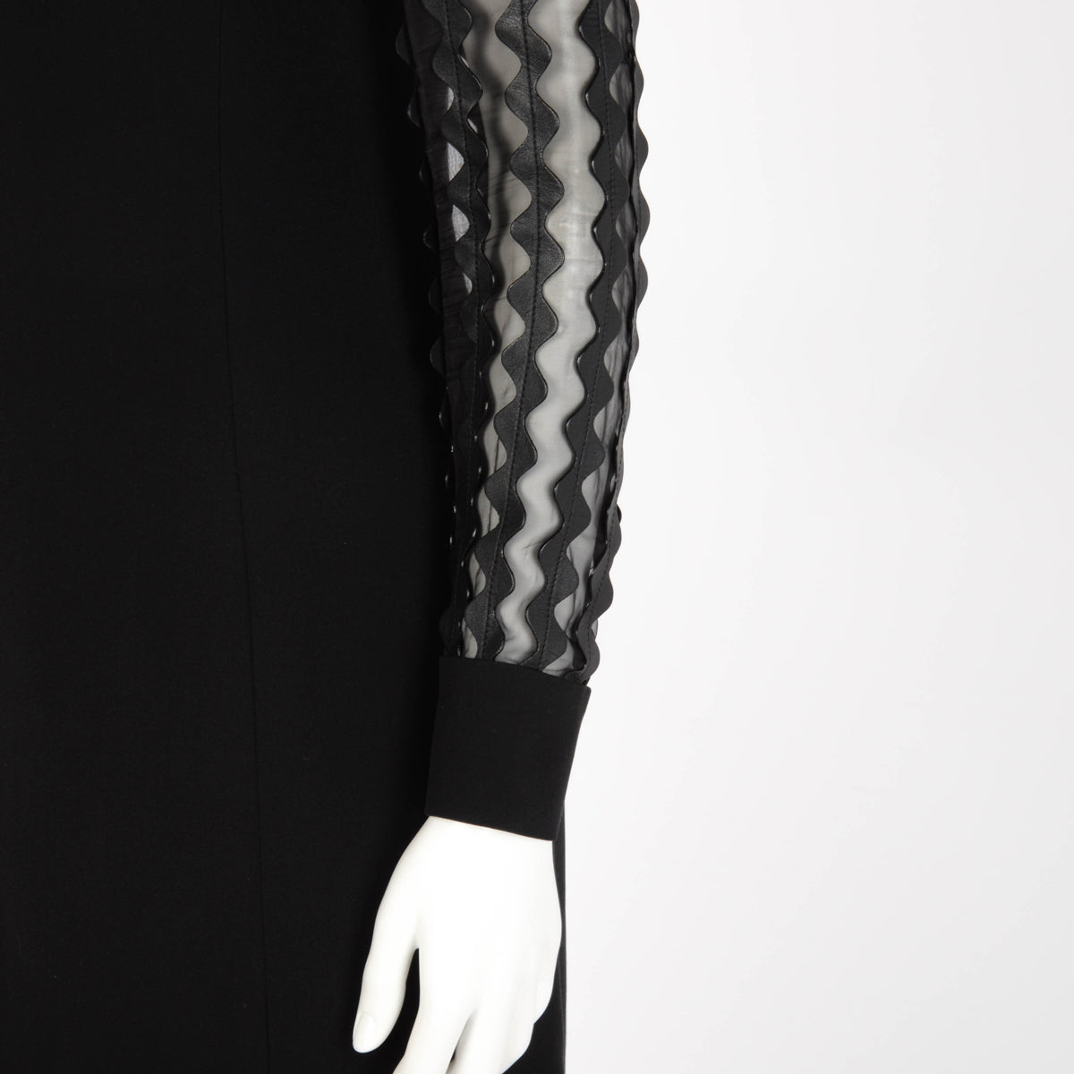 Louis Vuitton Black Silk & Leather Ric Rac Dress FR 34
