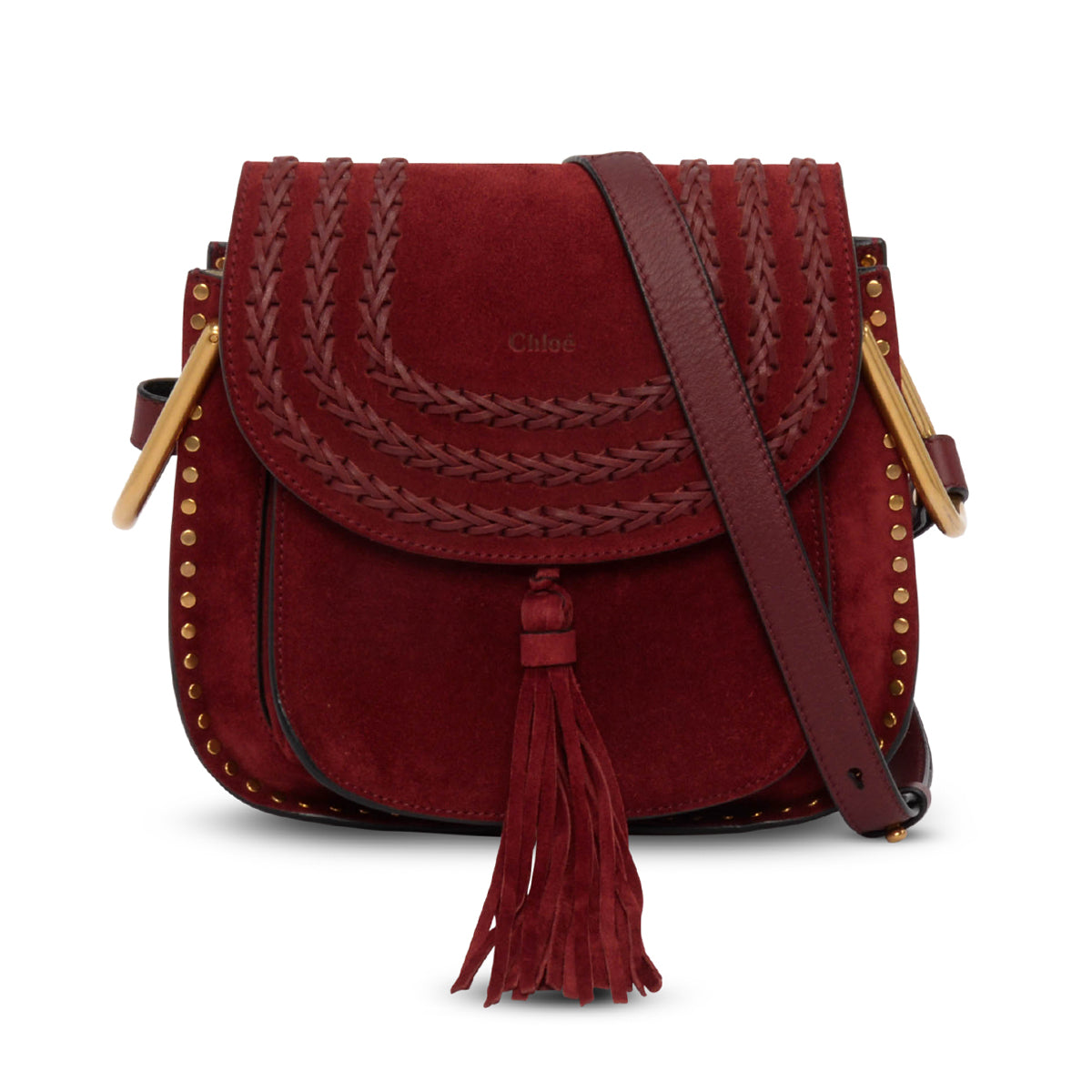 Chloe Sienna Red Suede Small Whipstitch Hudson Bag