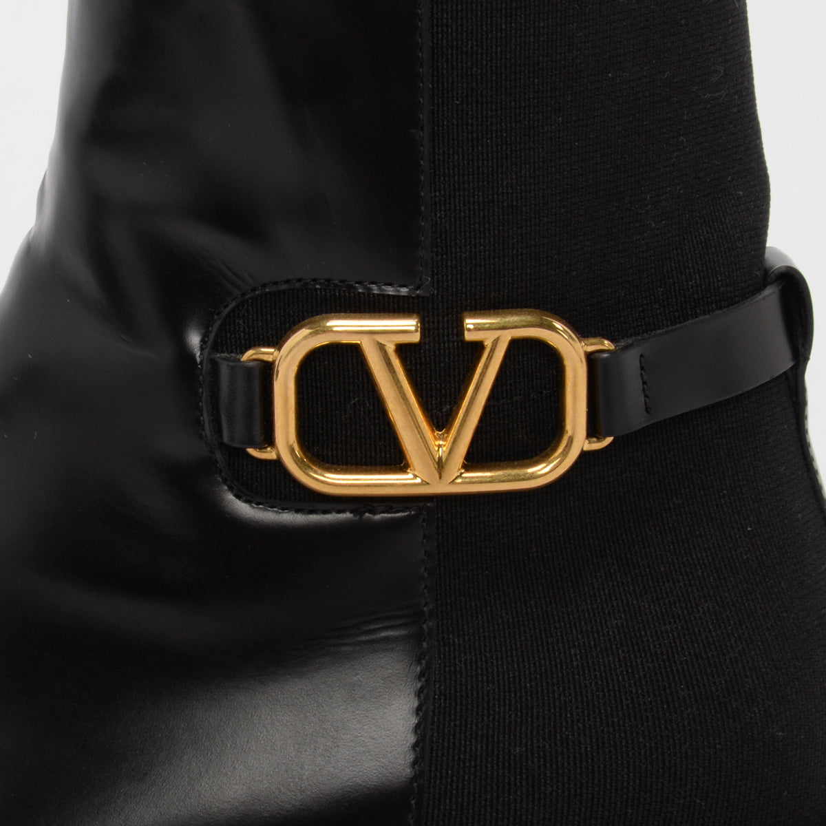 Valentino Black Hi-Shine VLogo Signature Ankle Boots 39