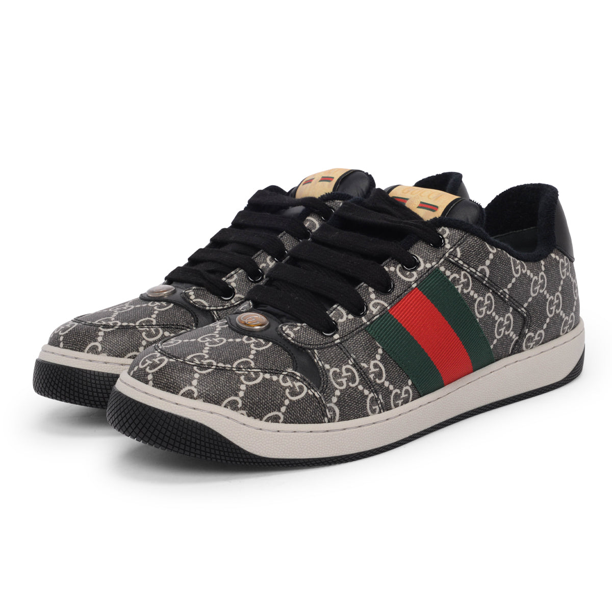 Gucci Black GG Supreme Screener Sneakers 41.5