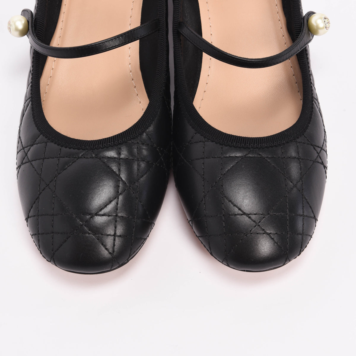 Dior Black Cannage Calfskin Ballet Pumps 38.5