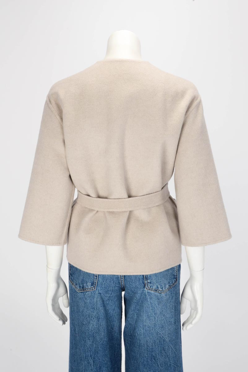 Max Mara Taupe Wool Reversible Belted Jacket IT 38