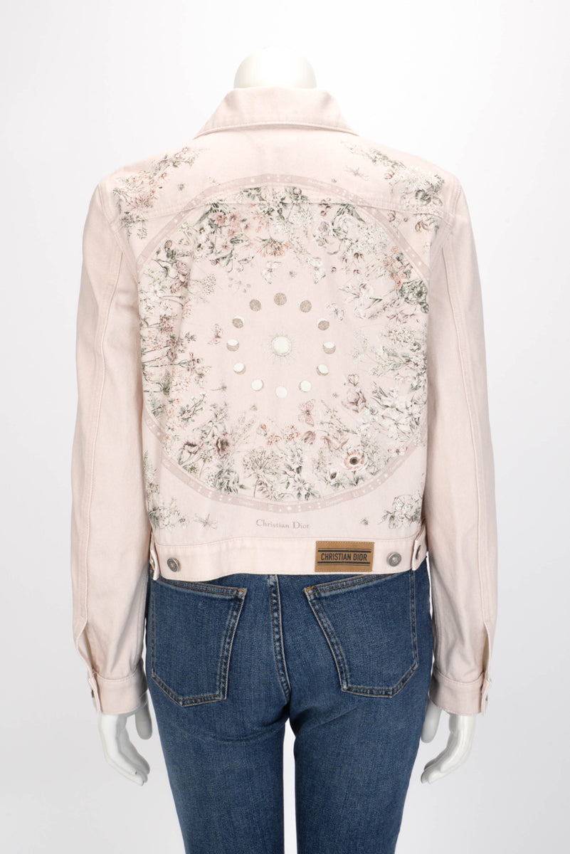 Dior Pink Denim Astral Flowers Jacket FR 40