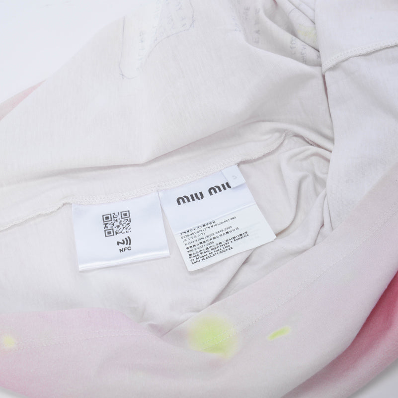 Miu Miu Pink Cotton Wild Flower Rabbit Print T-Shirt S