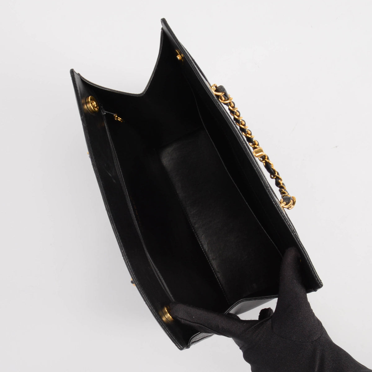 Chanel Vintage Black Quilted Lambskin Vertical Tote