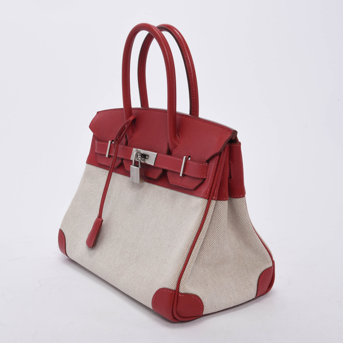 Hermes Rouge Vif Courchevel & Toile H Birkin 30 PHW