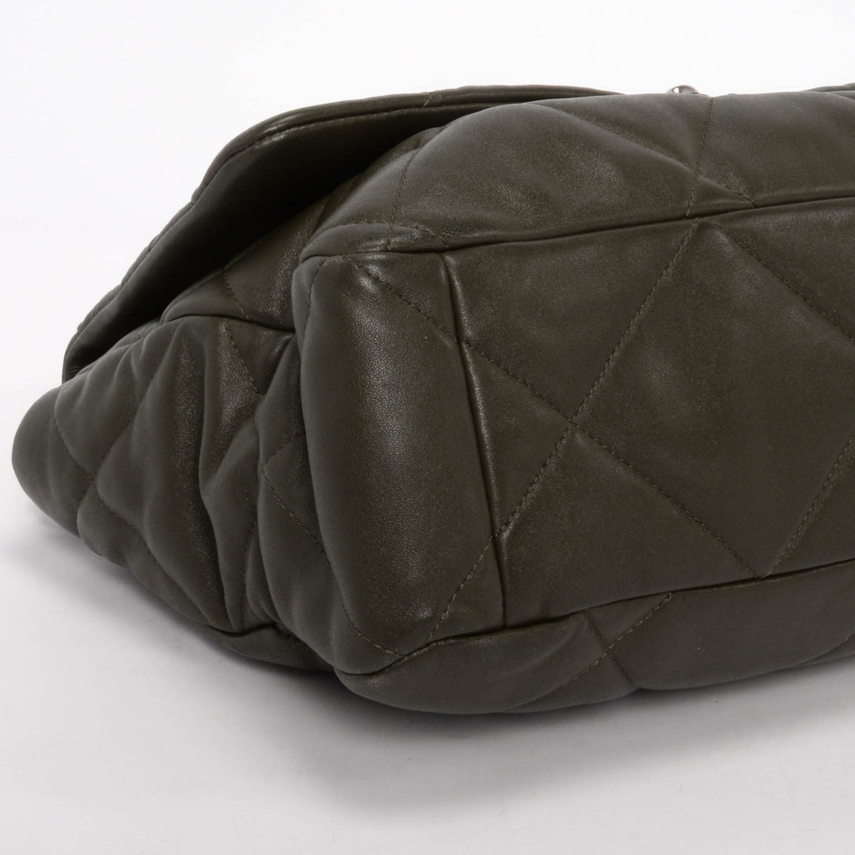 Chanel Khaki Goatskin Maxi Chanel 19 Flap Bag