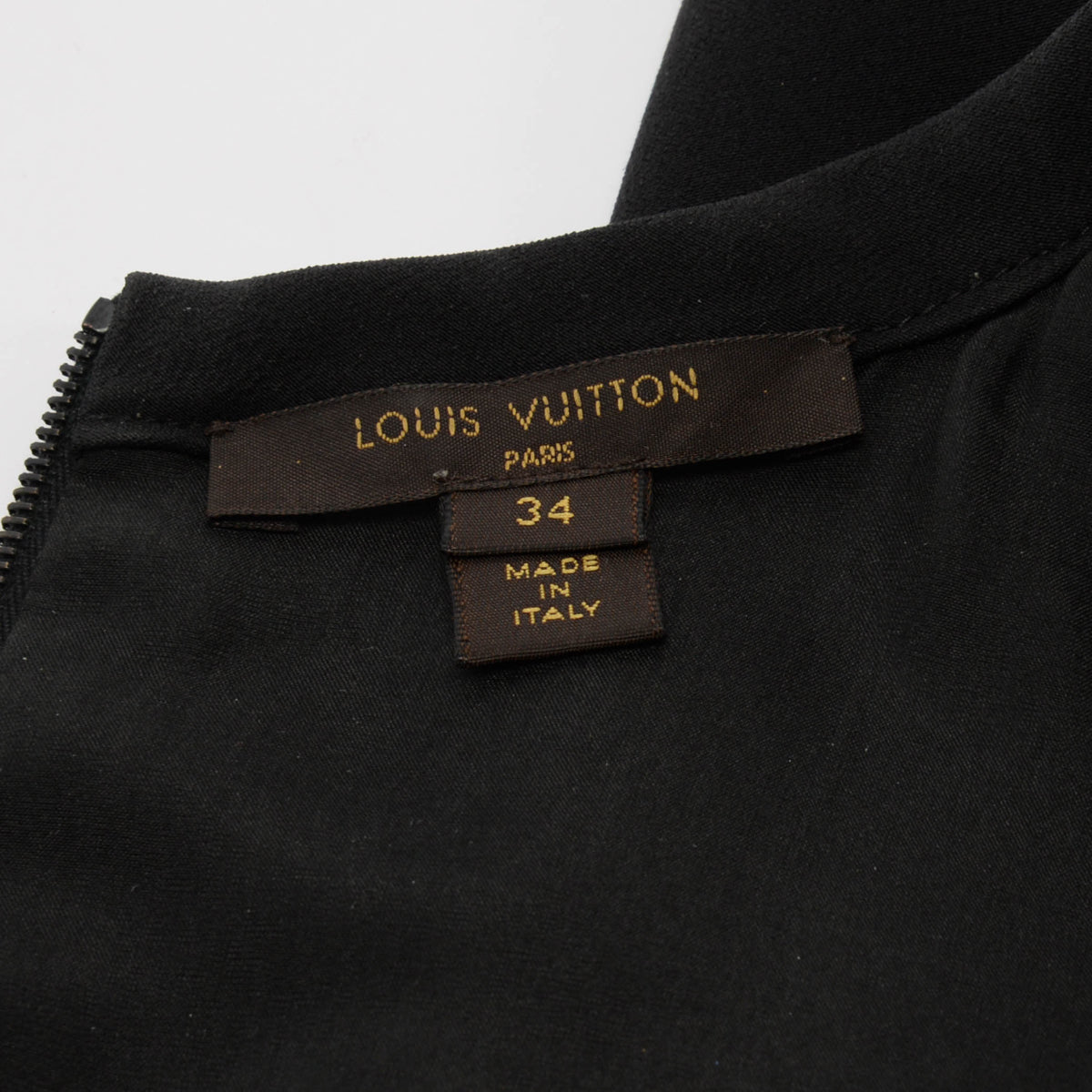 Louis Vuitton Black Silk & Leather Ric Rac Dress FR 34