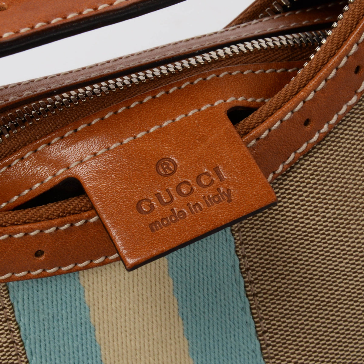 Gucci Tan Canvas Web GG Reins Hobo Bag
