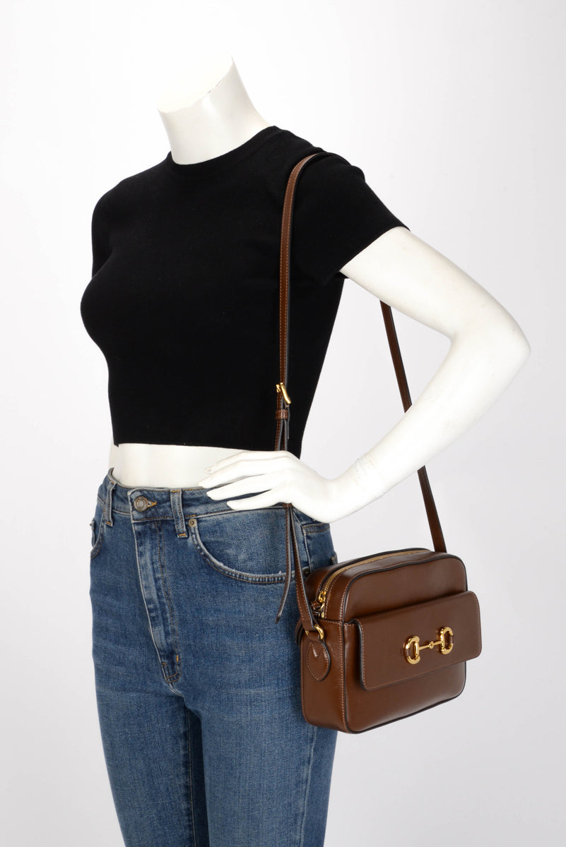 Gucci Brown Calfskin Small Horsebit 1955 Shoulder Bag