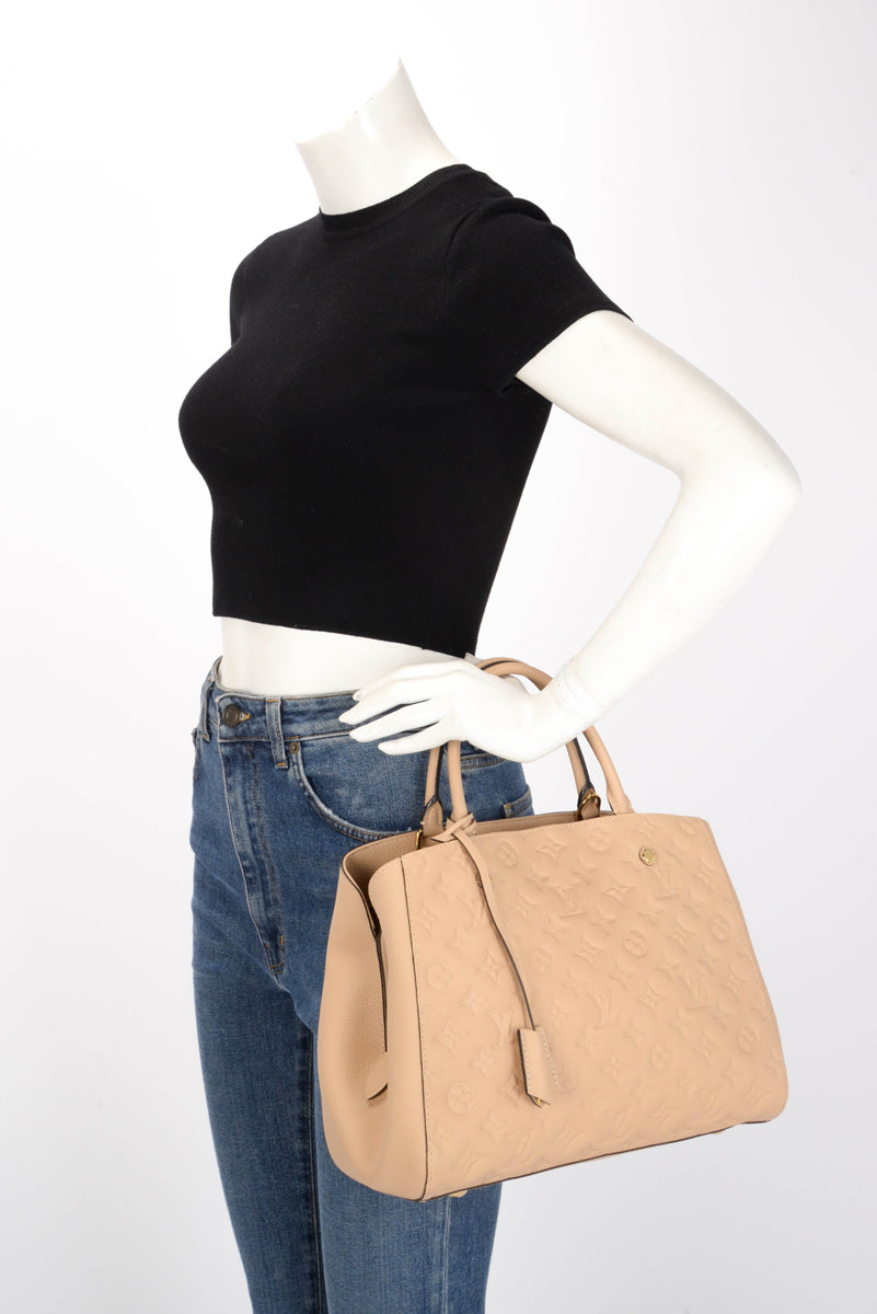 Louis Vuitton Beige Monogram Empreinte Montaigne MM Bag