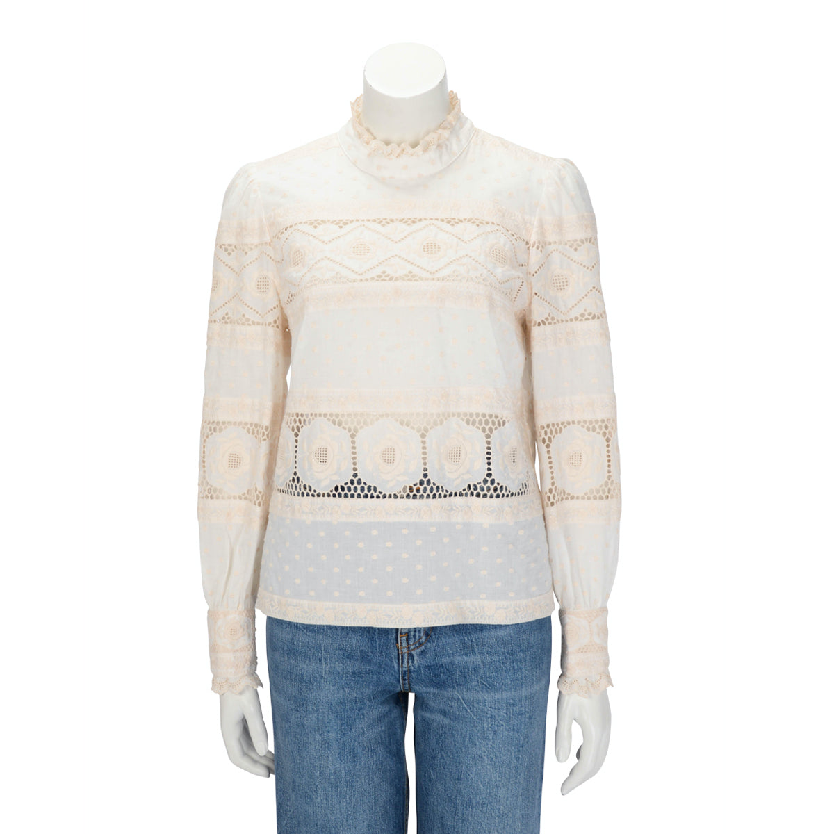 Zimmermann Ivory Cotton Floral Embroidered Blouse 3