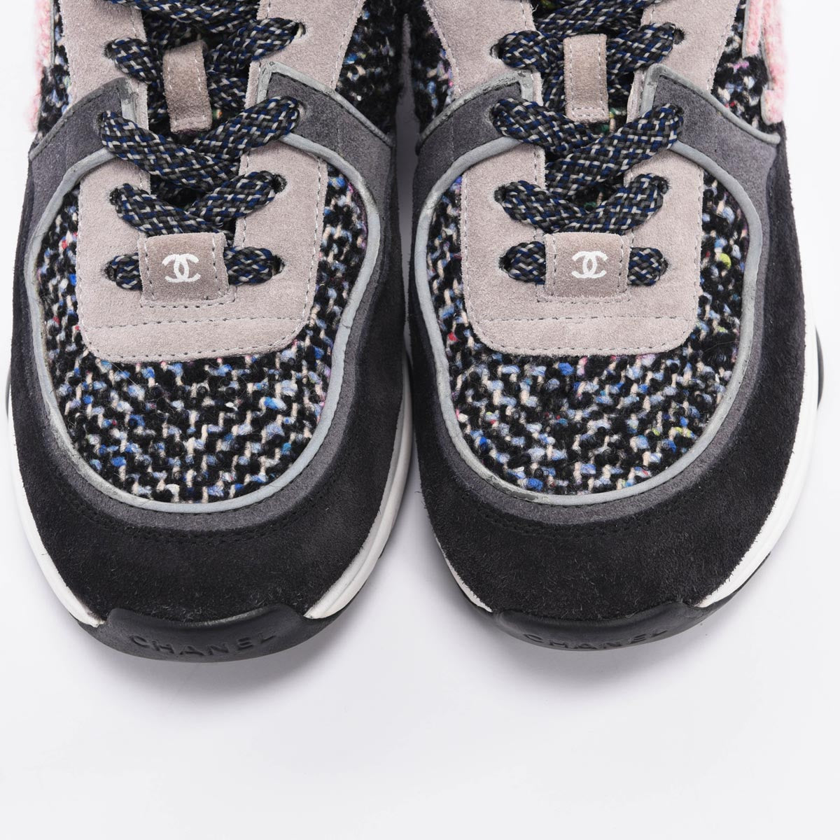 Chanel Multi Colour Tweed CC Sneakers 38