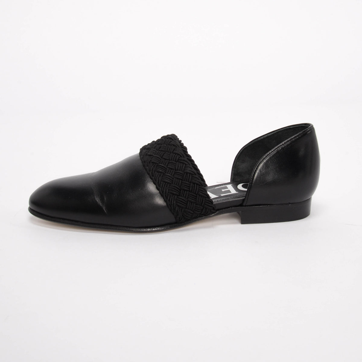 Loewe Black Leather Flex Braided D'orsay Flats 36
