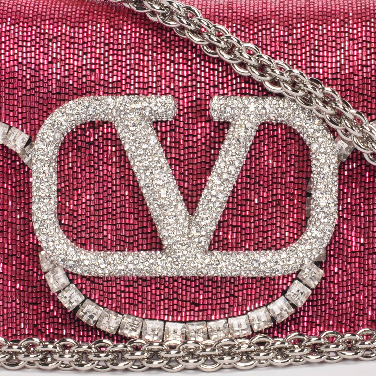 Valentino Pink Crystal Embellished Small Loco Bag