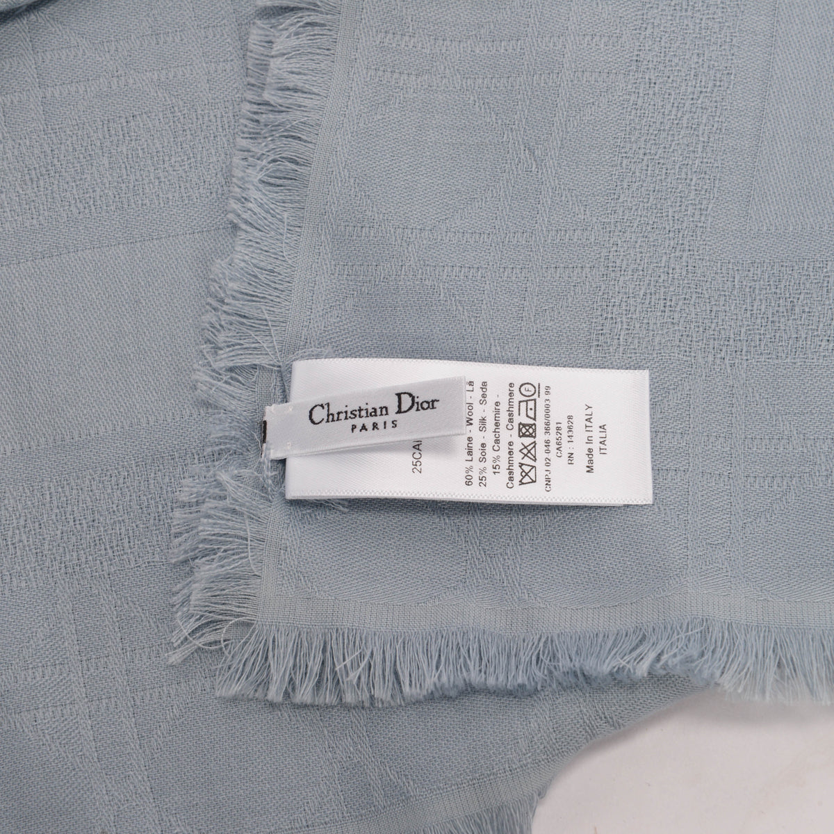 Dior Ice Blue Cannage Fringed Shawl