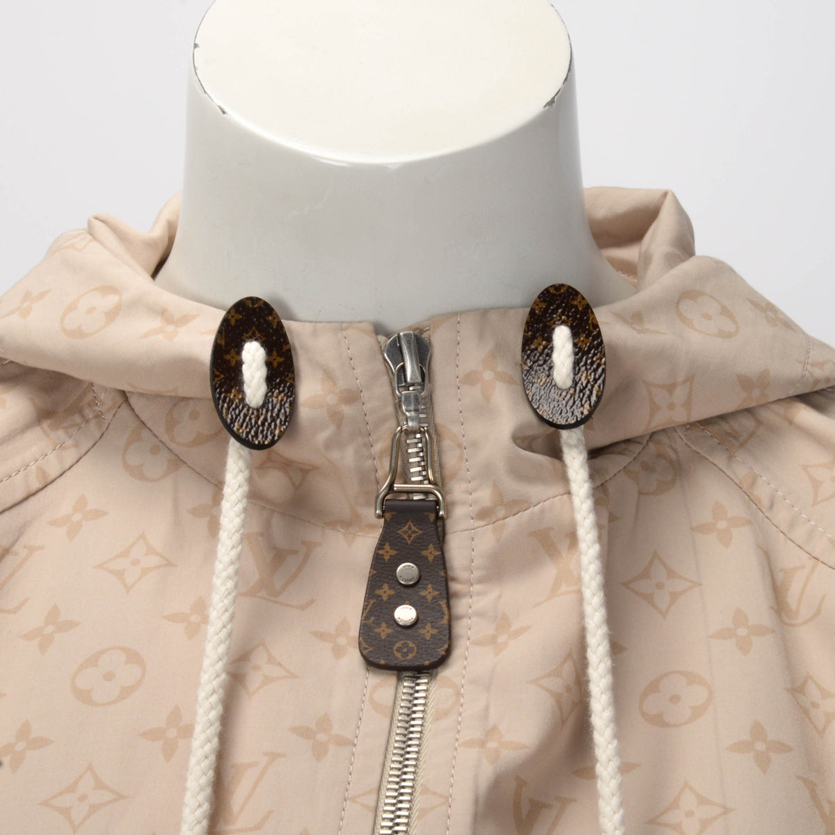 Louis Vuitton Beige Monogram Cotton Windbreaker Jacket FR 34