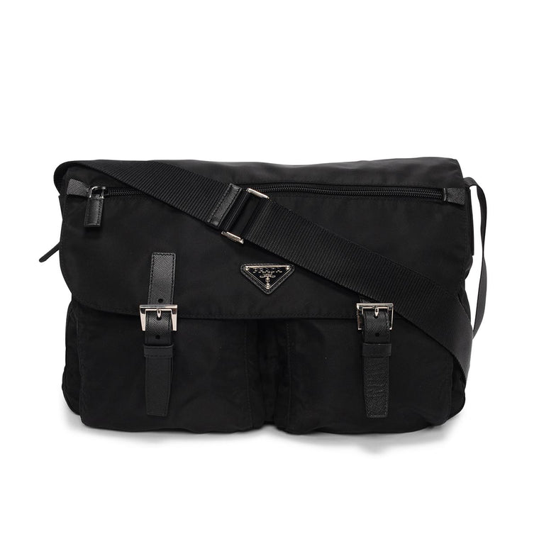 Prada Black Nylon Vela Sport Messenger Bag
