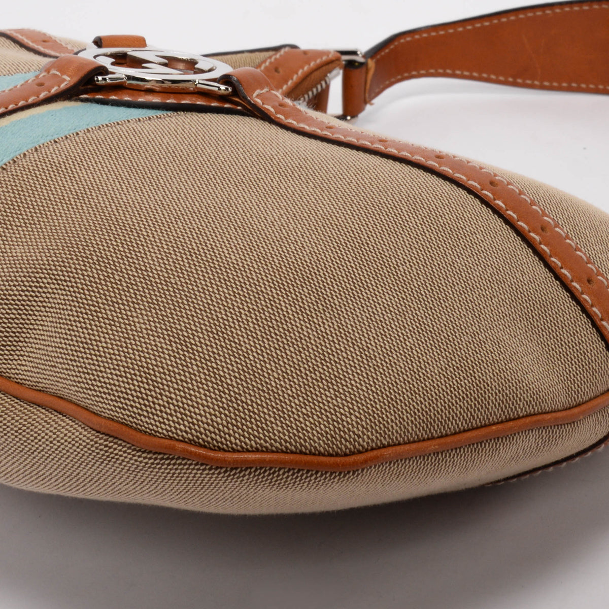 Gucci Tan Canvas Web GG Reins Hobo Bag