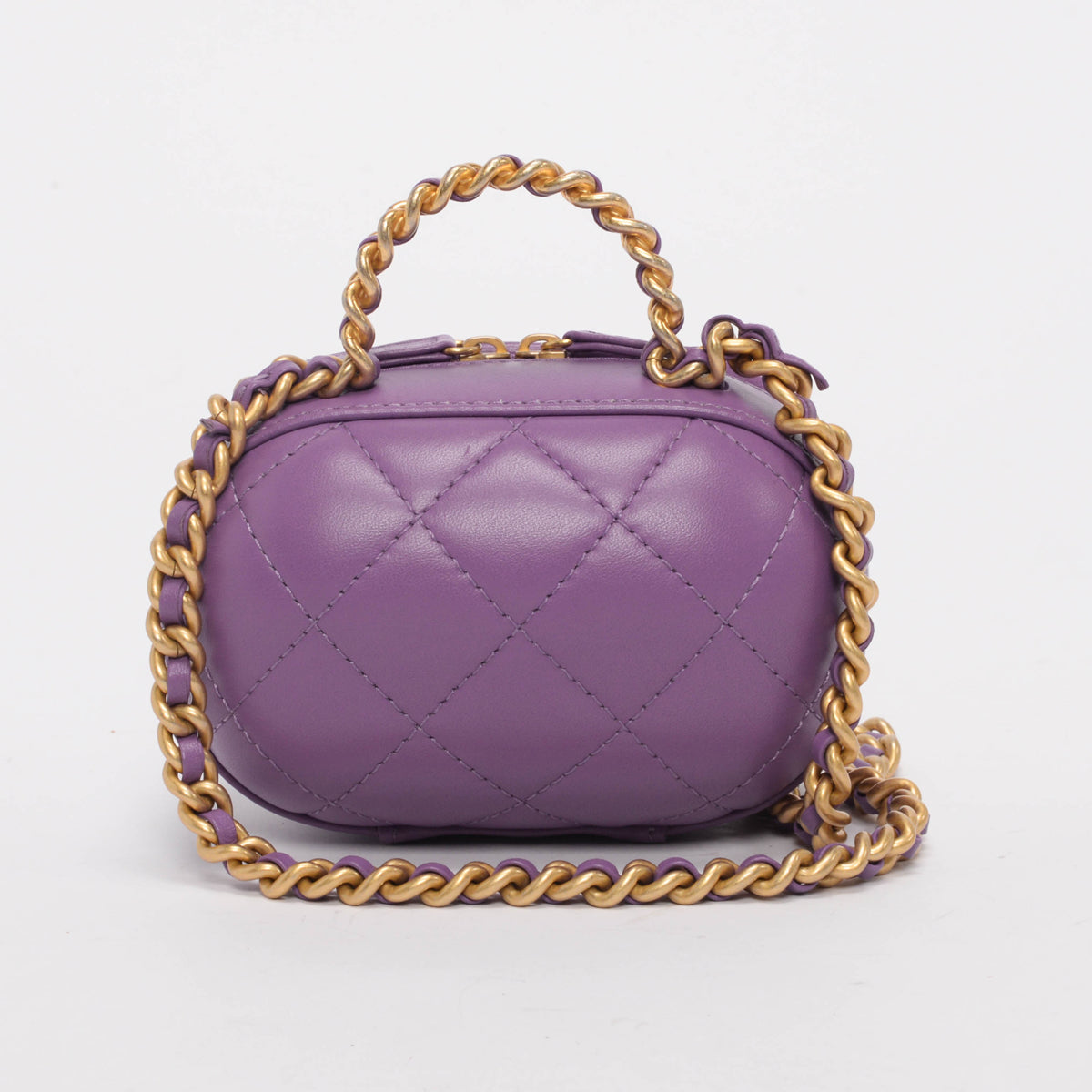 Chanel Purple Quilted Lambskin CC Bubble Vanity Case