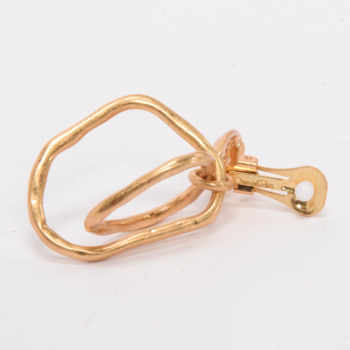 Oscar de la Renta Gold Tone Dangle Clip On Earrings