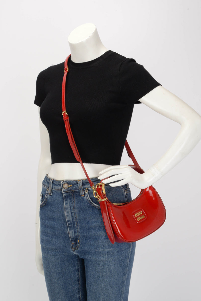 Miu Miu Red Patent Mini Hobo Bag