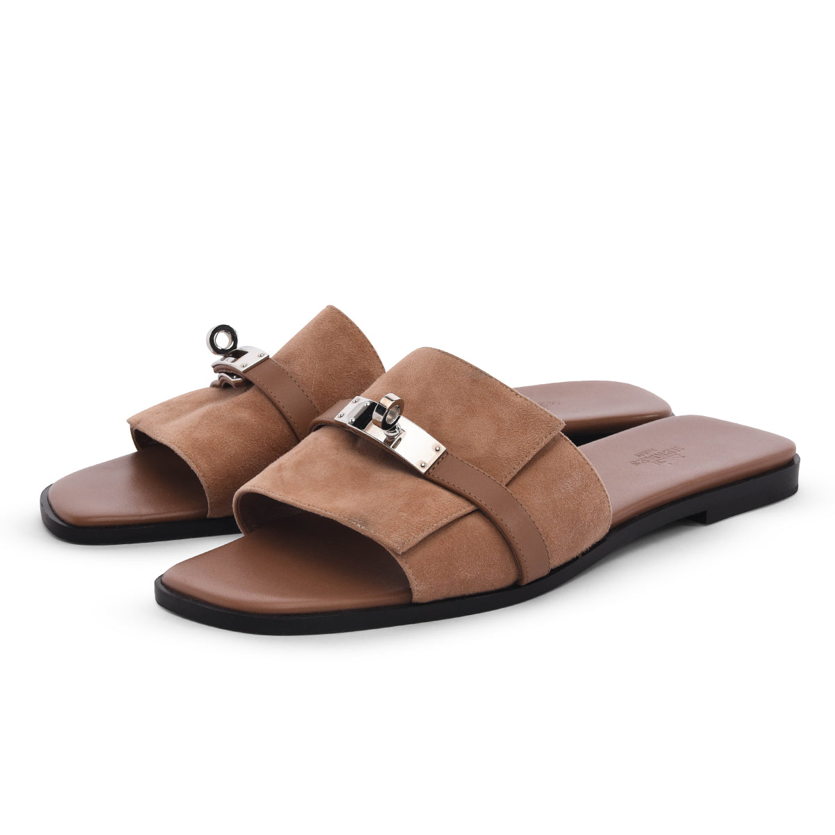 Hermes Rose Perle Suede Goatskin Giulia Sandals 41