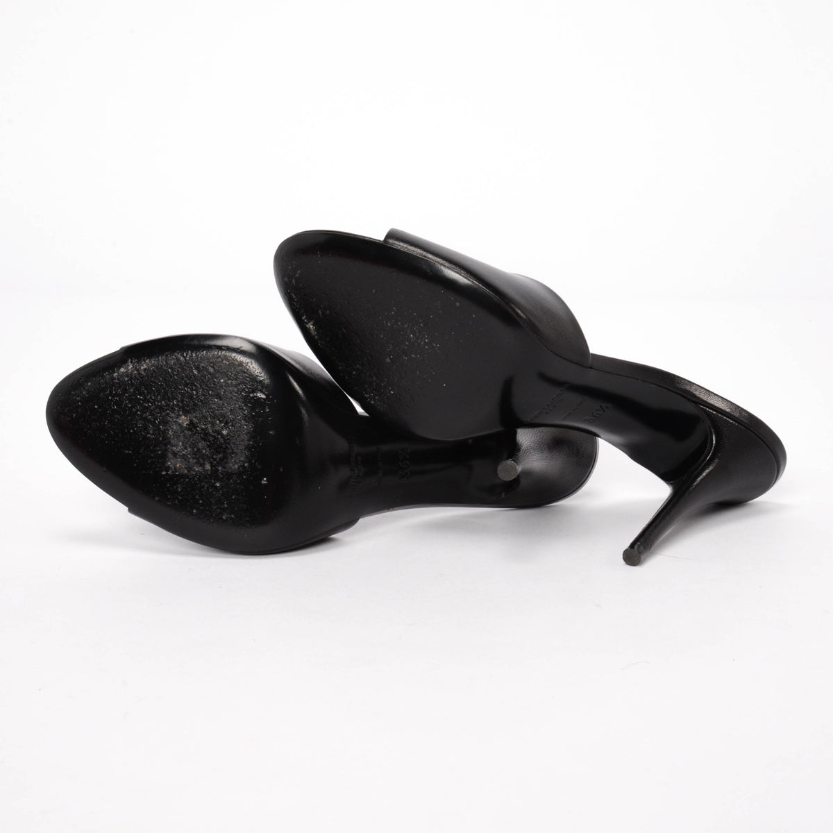 Saint Laurent Black Calfskin LA 16 Mules 36.5