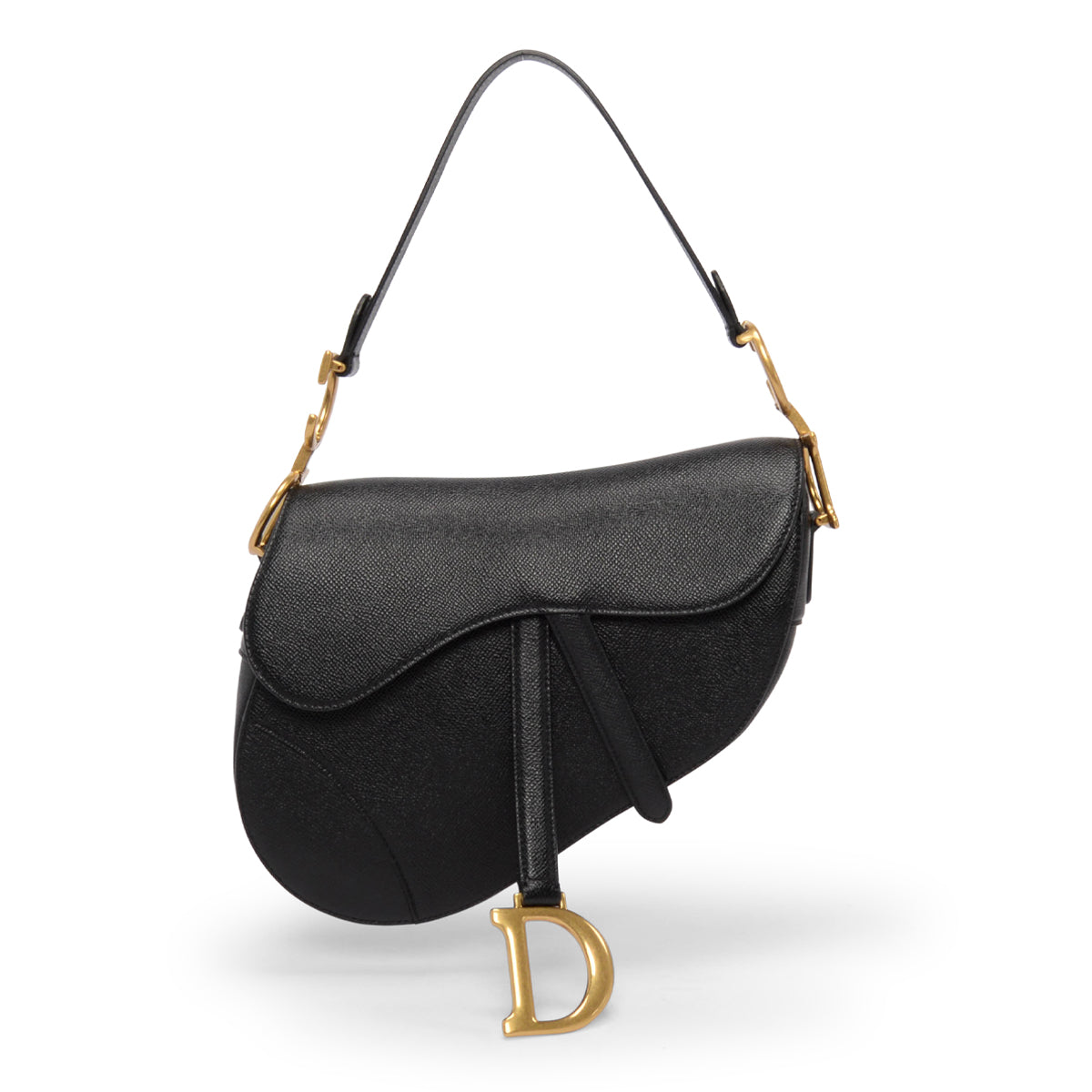 Dior Black Grained Calfskin Saddle Bag