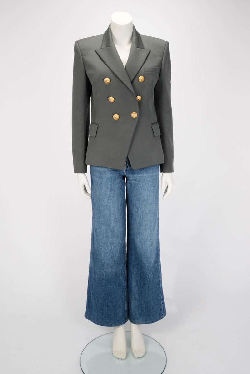 Balmain Grey Wool Classic DB Jacket FR 42