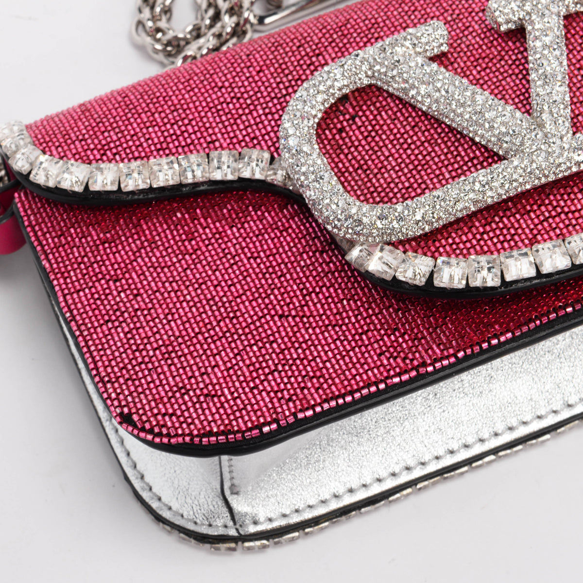 Valentino Pink Crystal Embellished Small Loco Bag