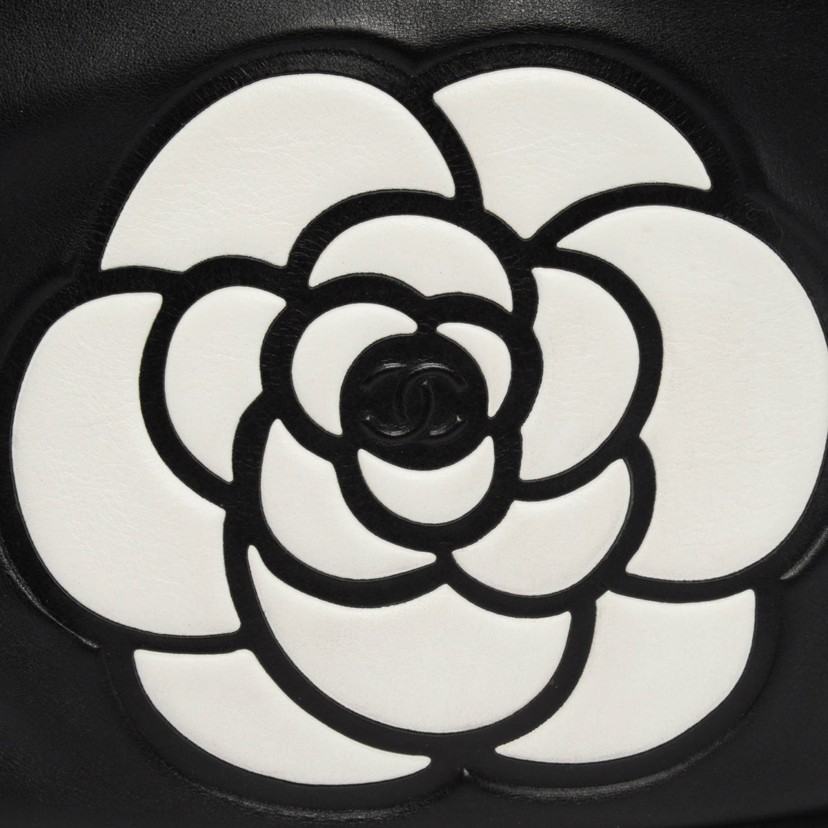 Chanel Black Lambskin Camellia Tote