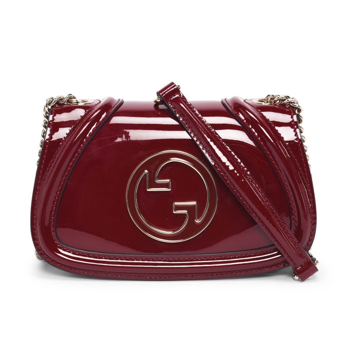 Gucci Rosso Ancora Patent Small GG Blondie Bag