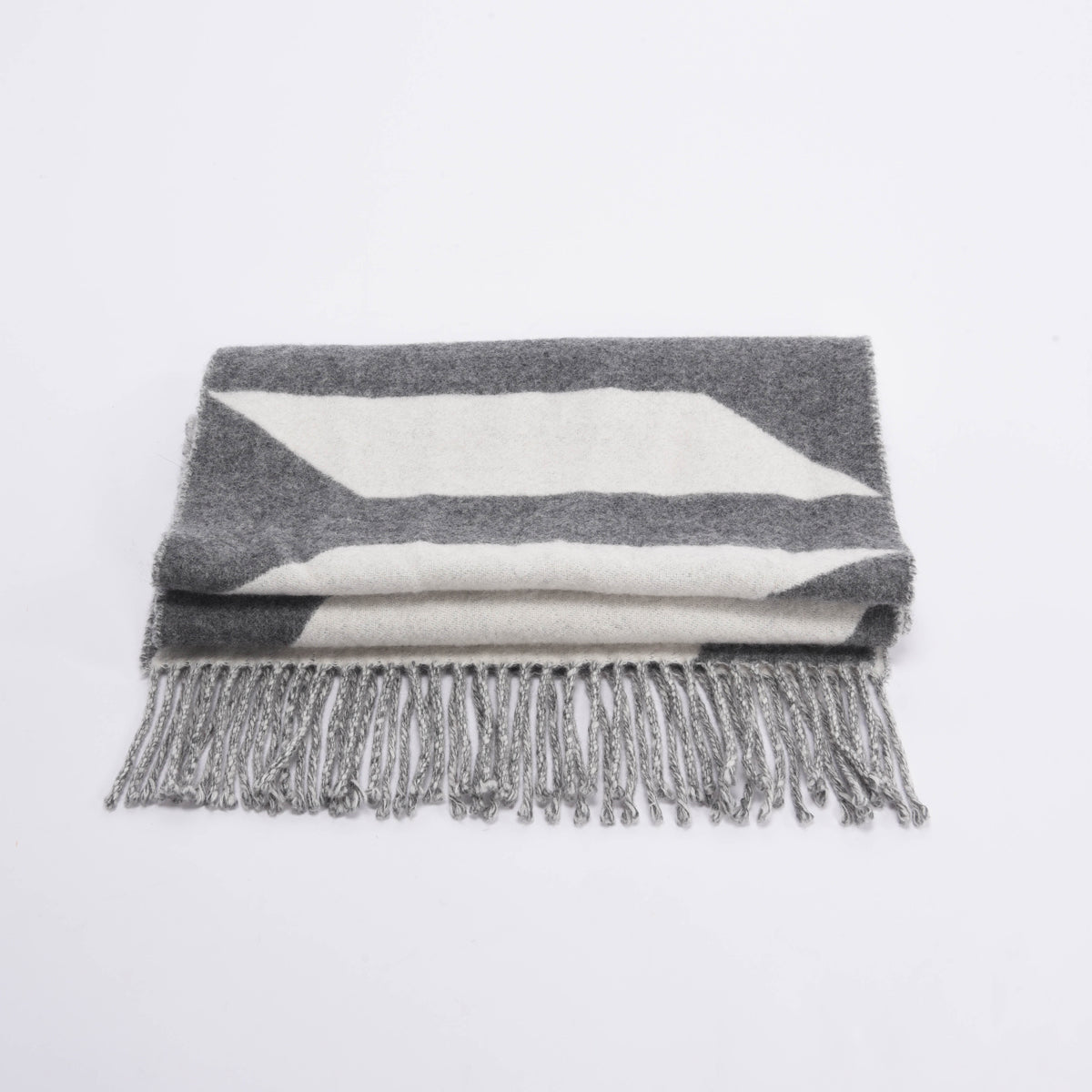 Hermes Grey & White Cashmere Casaque Optique Scarf