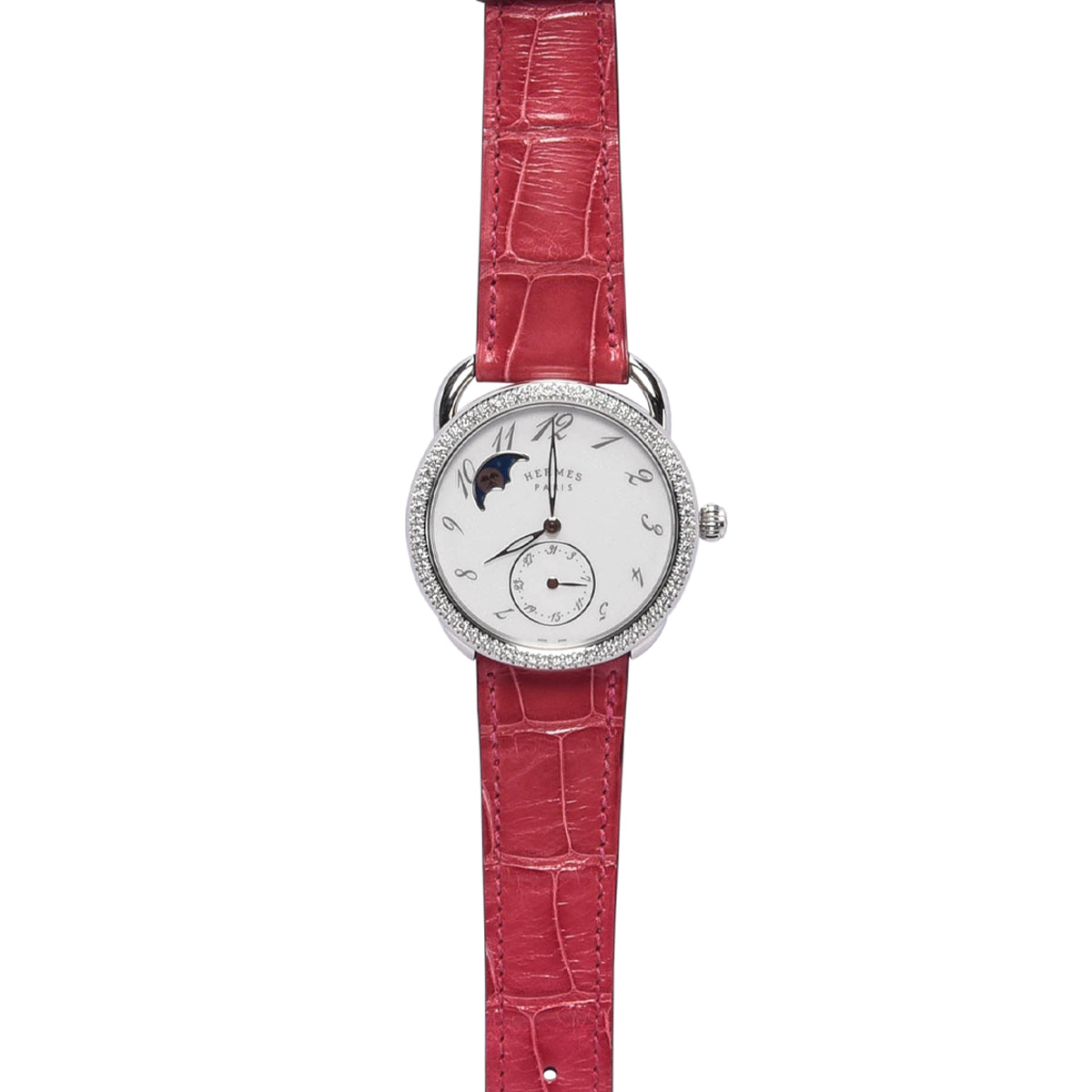 Hermes Stainless Steel & Diamond Arceau Petite Lune Watch