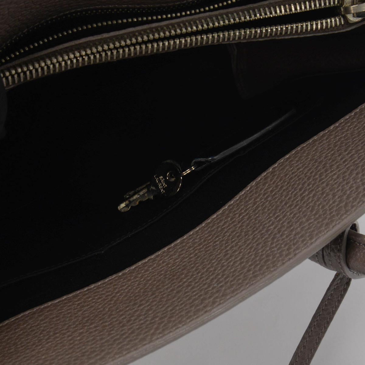 Saint Laurent Taupe Grained Calfskin Small Sac de Jour Tote