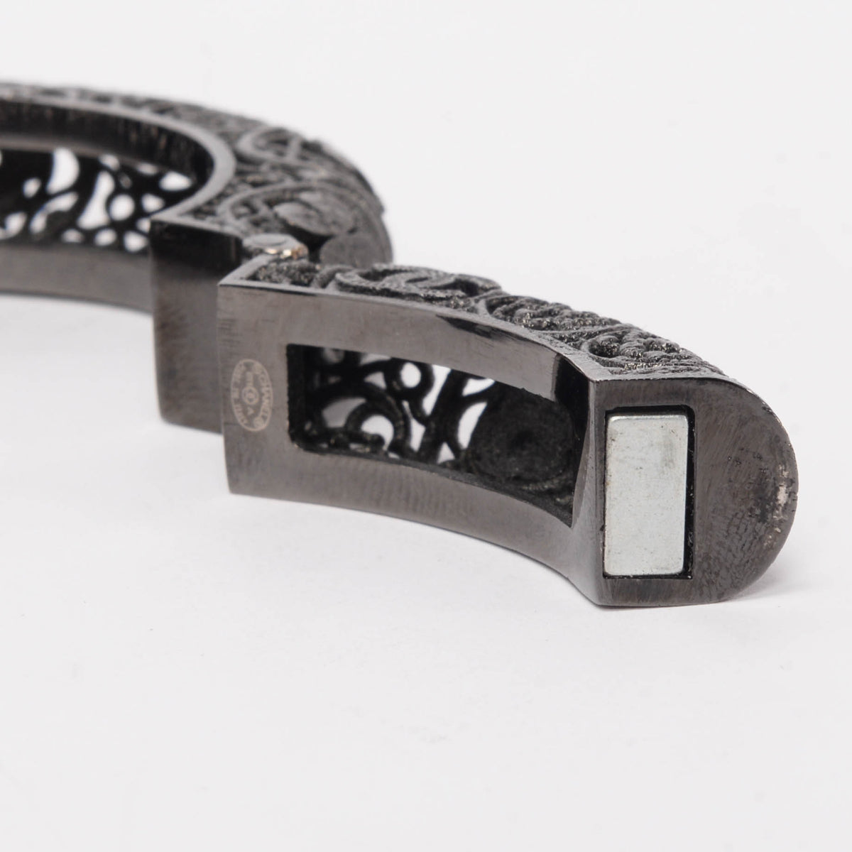 Chanel Blackened Metal Filigree Hinged Bracelet