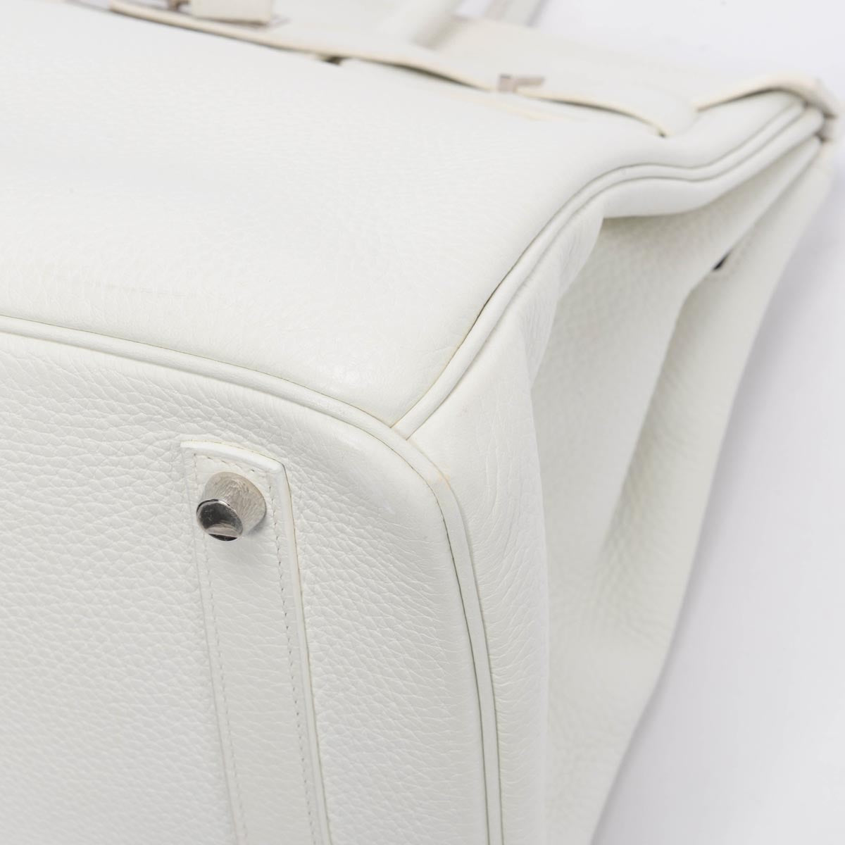 Hermes White Clemence Birkin 35 PHW