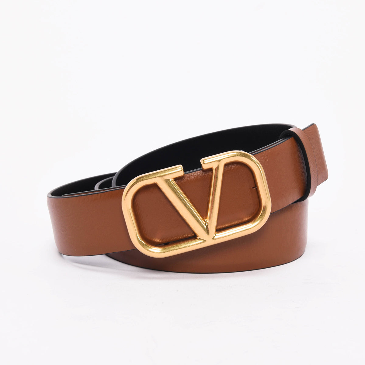 Valentino Black & Brown Calfskin Reversible VLogo Belt