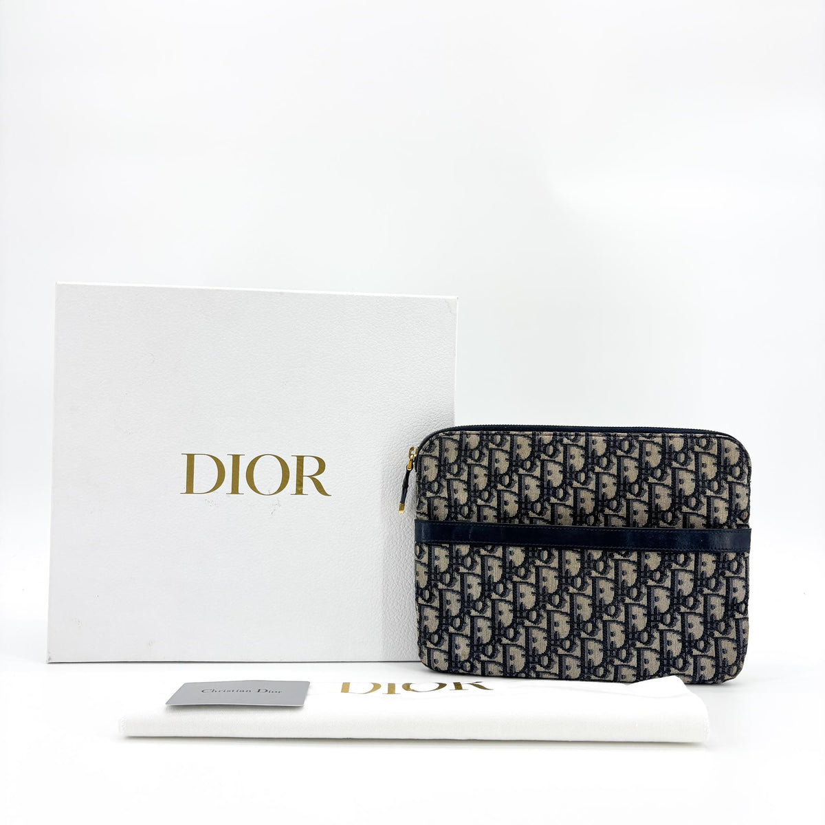 Dior Navy Oblique Canvas Pouch