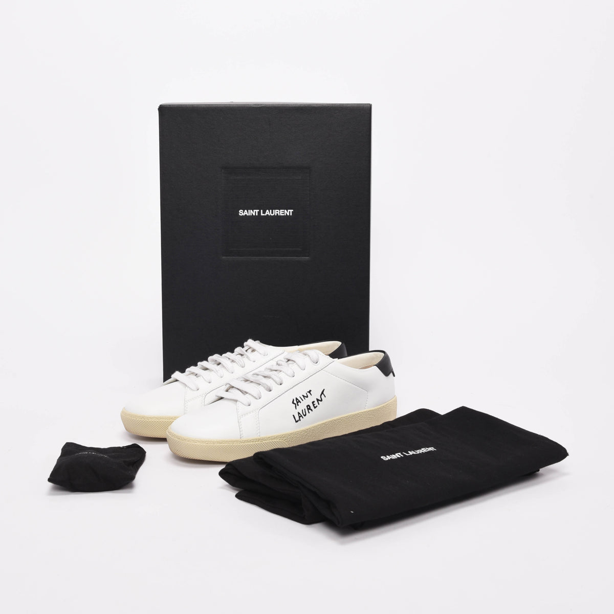 Saint Laurent White Leather Andy Sneakers 38.5