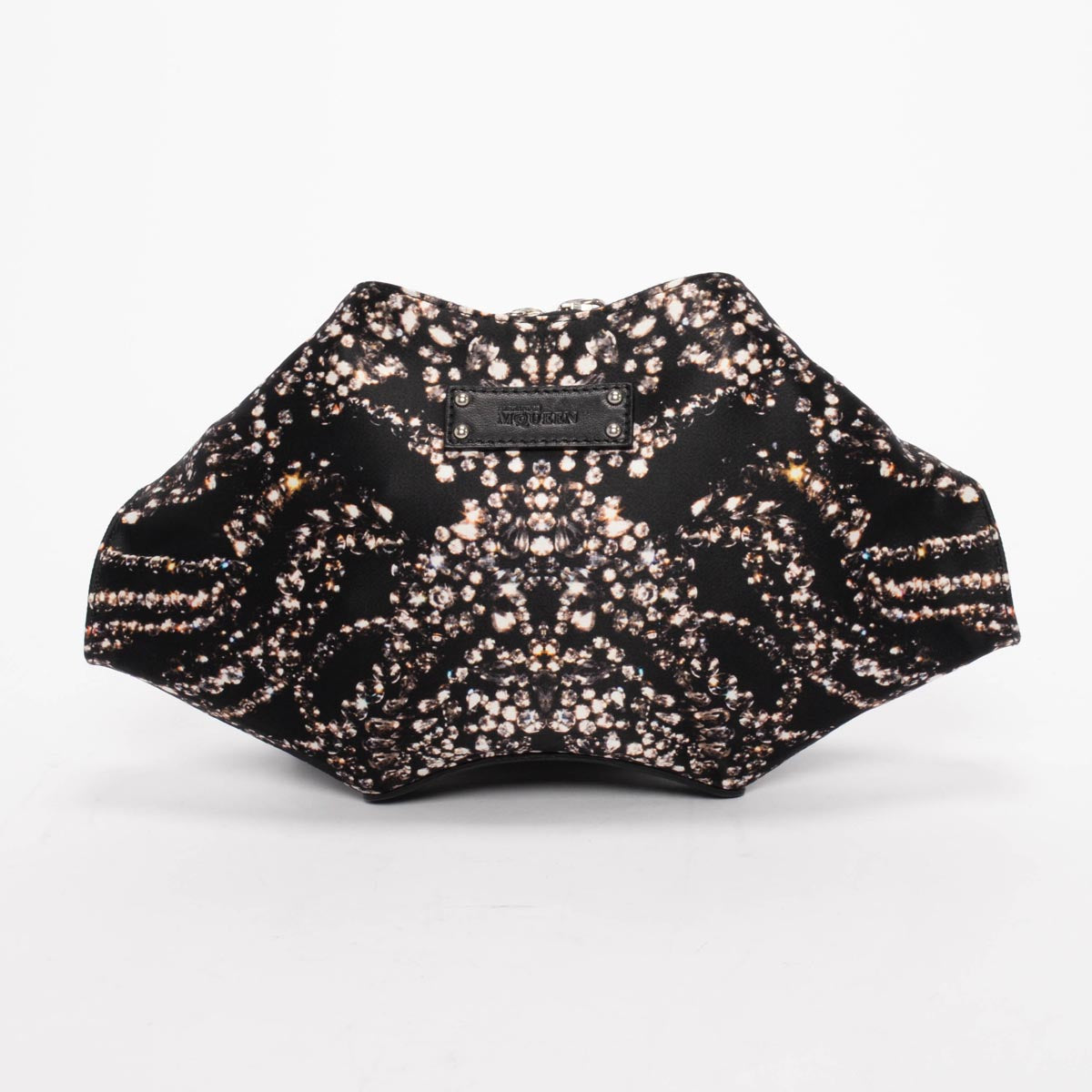Alexander McQueen Black Satin Jewellery Print De Manta Clutch
