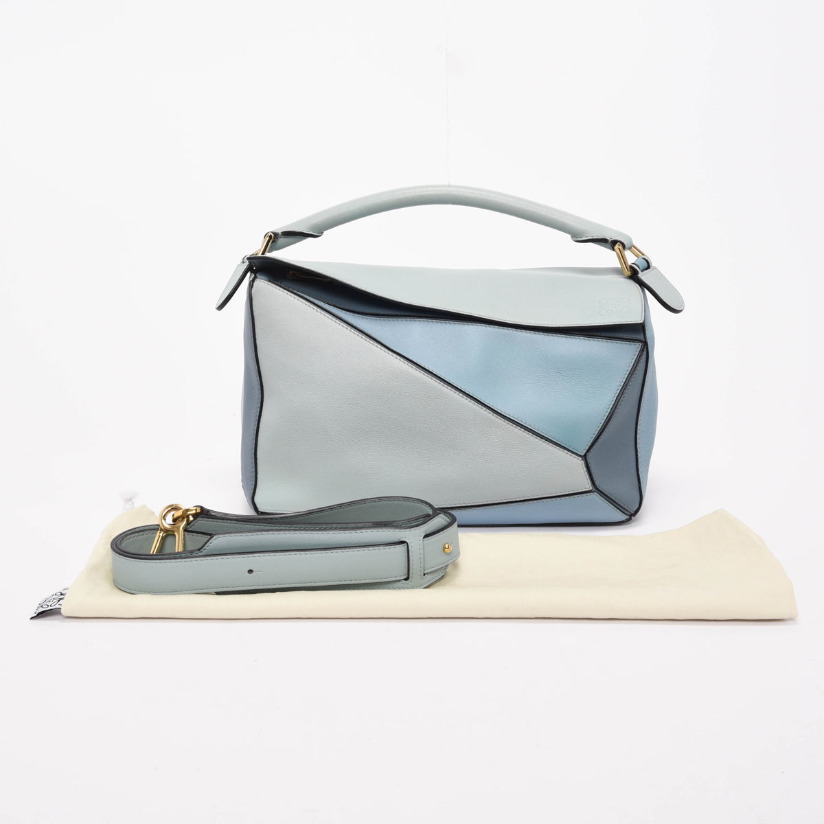 Loewe Blue Tri-Colour Calfskin Medium Puzzle Bag