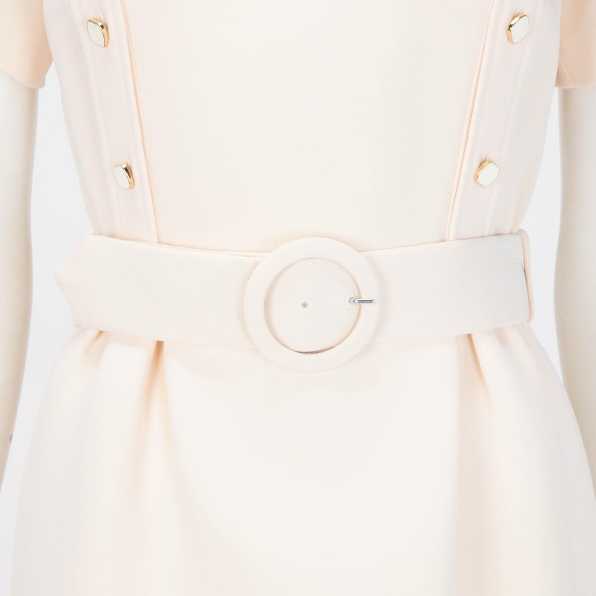 Louis Vuitton Cream Peter Pan Collar Belted Dress FR 38