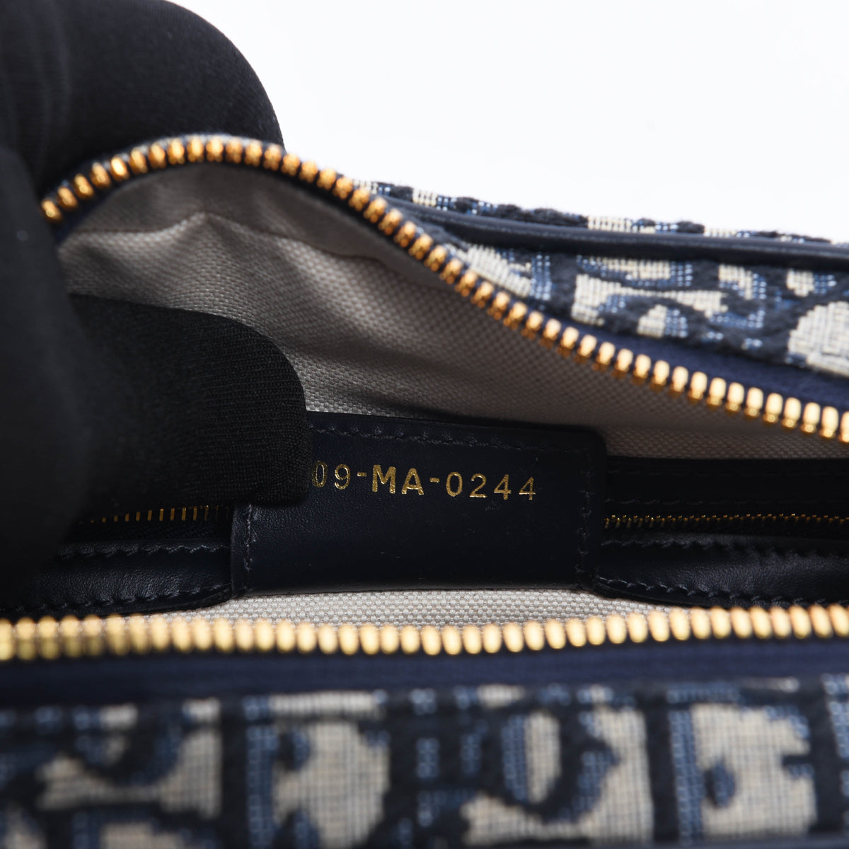 Dior Navy Oblique Jacquard Medium D-Vibe Bowling Bag