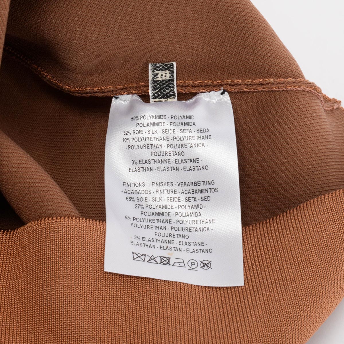 Hermes Brun Noisette Double Sided Silk Knit Crop Top FR 38